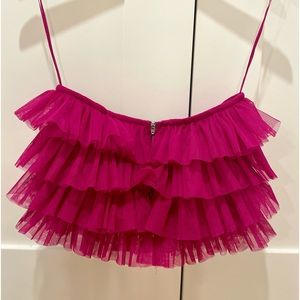 Nasty Gal Magenta Tulle Layered Bandeau Top. SIZE 4. New with tags!